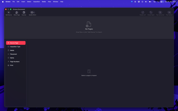 Octavo welcome screen