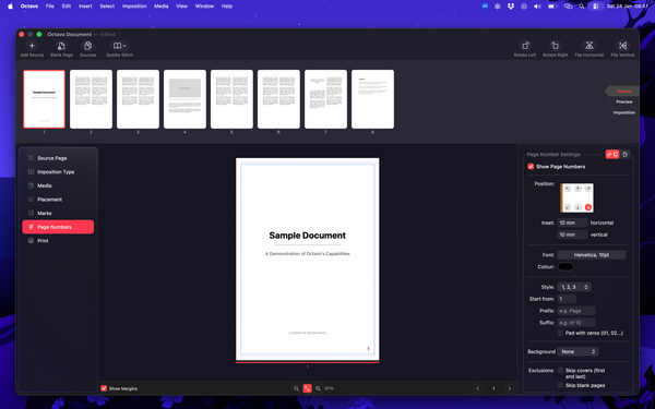Page numbering options