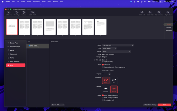 Print dialog integration